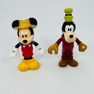 Disney Farmer Mickey And Mechanic Goofy Toy Action Figures Lot